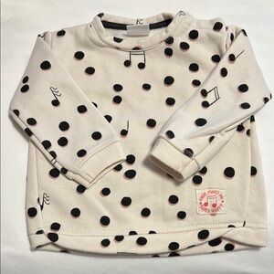 Zara Cream and Black Musical Note Print Sweatshirt 9-12 Months